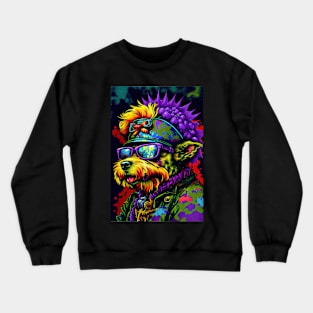 Psychedelic Dog with Sunglasses Crewneck Sweatshirt